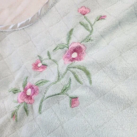 VTG House Coat S Pastel Blue Pink Floral 2pc Snap Button Grandmacore Cottagecore - Picture 6 of 12